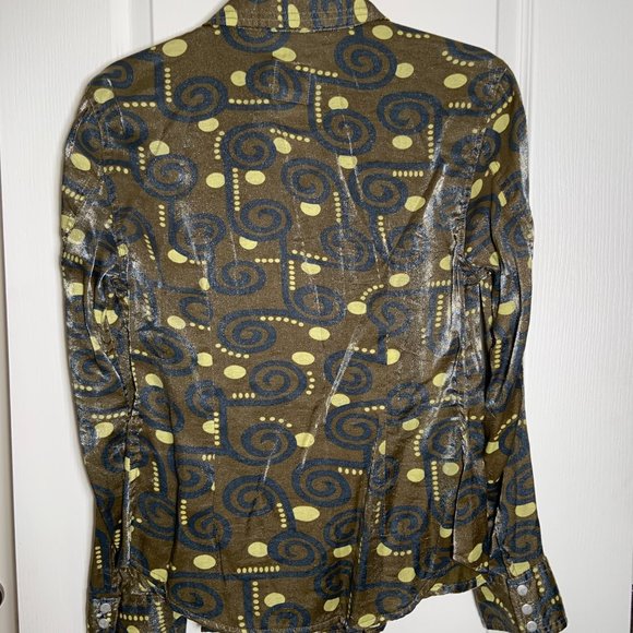 Women's Vintage Diesel Button Up Shirt Blouse Shiny Printed Long Sleeve Size M - Picture 4 of 11